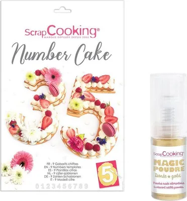 Produktbild von 9 Zahlen-Schablonen Kuchenbox + Golden-Lebensmittelpulver