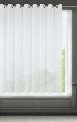 Image de Rideau 350x160 Rebecca blanc prêt sur œillets avec structure pluie fine Eurofirany