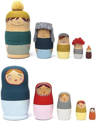 Produktbild von Rico Design Set mit 5 Russische Holzpuppen Matroschka