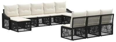 Immagine prodotto di vidaXL Set di divani da giardino 10 pezzi in polirattan nero