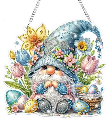 Produktbild von 5D Ostern Diamond Painting Anhänger Gnom Bastelset Hängendes Ornament für Kinder und Erwachsene