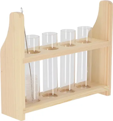 Immagine prodotto di Esschert Design | Portafiori con 4 tubi di vetro - Legno naturale - Elegante - Decorativo - Versatile