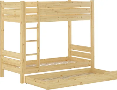 Produktbild von Etagenbett Kiefer natur 80x190 Zubehör wählbar Stockbett Hochbett teilbar V-60.16-08-190T100Rollrost und Gästebettkasten inkl.