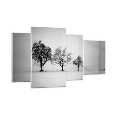 Produktbild von Bilder auf glas - 4 Teile - Winter Bäume Schnee - 120x70cm - Glasbilder - Wandbilder - Bilder - zum Aufhängen bereit - Wanddekoration aus Glas - Glas Bilder - Wandbild auf Glas - GDL120x70-4958