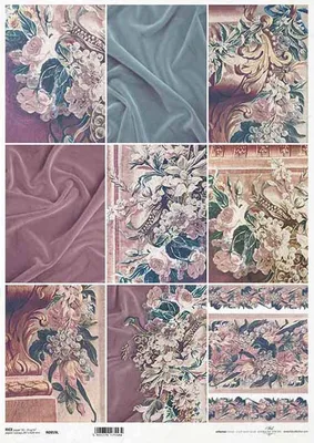 Produktbild von ITD Reispapier Decoupage Bastelpapier A3 Stoff, Blumenstrauß R959L