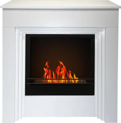 Produktbild von Divina Fire -  BELLINI Boden-Bioethanolkamin aus weißem Holz, hergestellt in Italien, L96 x T35 x H96