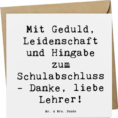 Produktbild von Mr. & Mrs. Panda Glückwunschkarte Spruch Danke Lehrer - Weiß - Geschenk, Geschenke, Bildung, Wertschätzung, faltkarte, Grußkarte, liebevoll handgefertigt, liebe, sagen