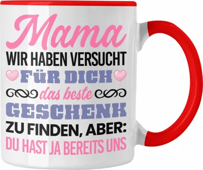 Produktbild von Trendation - Mama Tasse Geschenk zum Muttertag Weihnachten Geburtstag Geschenkidee von Kindern Sohn und Tochter (Rot)