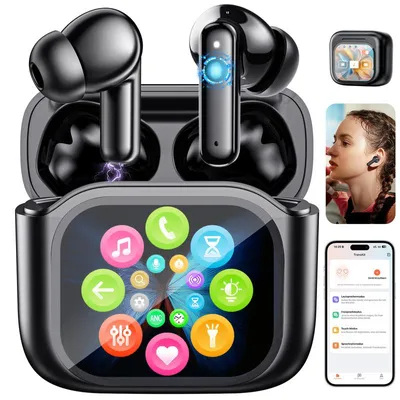 Produktbild von Bluetooth 5.4 AI Übersetzung Ohrhörer, ANC bis -49 dB, Touch-Display, 155 Sprachen, 7 EQ-Modi, 300 mAh Ladecase