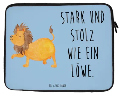 Produktbild von Mr. & Mrs. Panda Hülle Laptop Sternzeichen Löwe 27 x 36 cm - Blau Pastell - Geschenk, Juli, Schutzhülle, Sleeve, Tasche, Laptophülle, Notebooktasche, Geburtstag, August