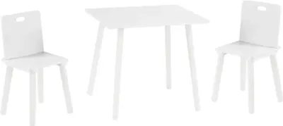 Produktbild von roba Kindersitzgruppe aus Holz - Kindermöbel Set aus 2 Kinderstühlen & 1 Tisch - Kindertisch Set für Kinderzimmer von Jungen & Mädchen - Weiß / Natur