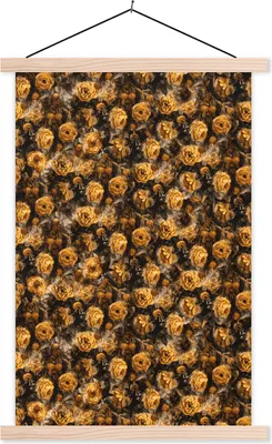 Produktbild von MuchoWow® Textilposter Blumen - Rosen - Aquarell 120x180 cm mit holzfarbenen Rahmen - Textil-Plakat