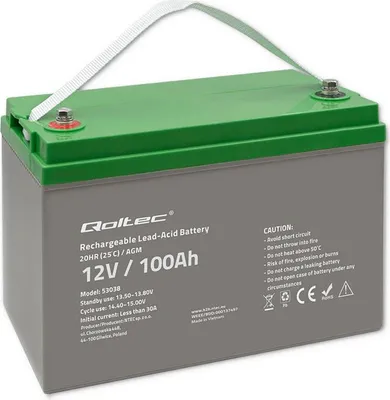 Produktbild von Qoltec QOLTEC 53038 Battery AGM 12V 100Ah