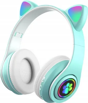 Obrázek produktu pro Bezdrátová Sluchátka Bezdrátové Kočičí Uši Vedené Rgb Bluetooth 5.0 Fm Mp3