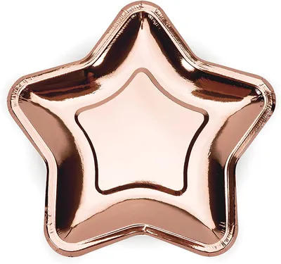 Image de Assiette en carton étoile 18cm or rose, set de 6