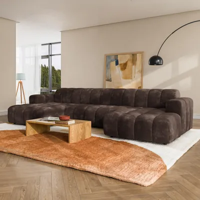 Produktbild von Masseno Ecksofa AENIS U-Form, Wohnzimmersofa, Couch, Soffa, Couchgarnitur- Braun, LUMO 40
