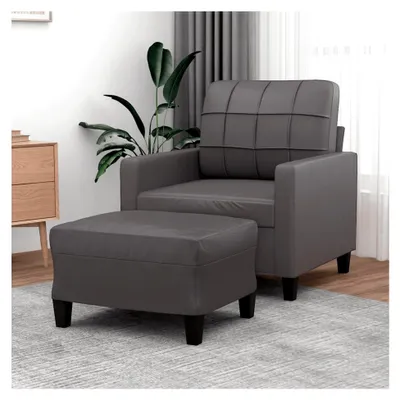 Produktbild von Sessel mit Hocker in Grau, 60 cm, Kunstleder, 20,85 kg