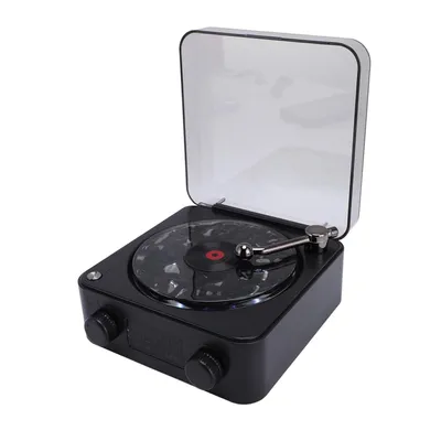 Obrázok produktu pre Retro reproduktor s projektorom vĺn, hudobný box s batériovým napájaním a režimami LED osvetlenia, Bluetooth reproduktor – VIVAPLAY čierny