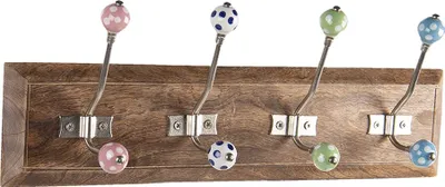 Immagine prodotto di Clayre & Eef Appendiabiti da parete 4 ganci 45x10x18 cm Legno marrone