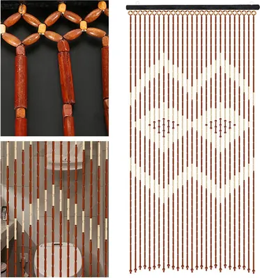 Zdjęcie produktu dla Zasłona z bambusa - zasłona drzwiowa - 90×175 cm - 27 pasm - półprzezroczysta - przegroda pomieszczenia i ochrona przed owadami - do drzwi/drzwi francuskich - brązowa
