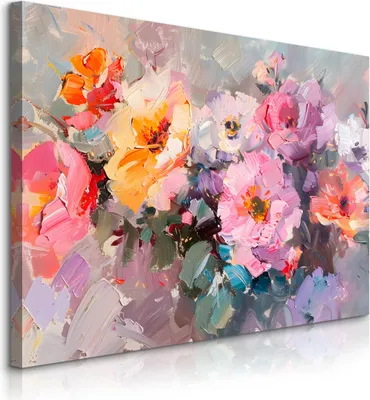 Produktbild von Muralo Leinwandbild Canvas für Wohnzimmer bunte BLUMEN Malarei Br. 40cm x Hö. 30cm