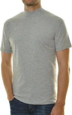 Ragman T-Shirt kurzarm mit Stehkragen in grau