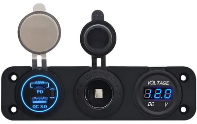 Produktbild von ProRide 12V USB-Autoladegerät, 2 Ports, 65W QC3.0, Voltmeter, 12/24V