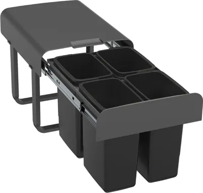 Produktbild von EKOTECH Abfallsammler EKKO 40 mit 28 (4x7) Liter Füllvolumen, Orion Grey, für 40 cm Schrankbreite