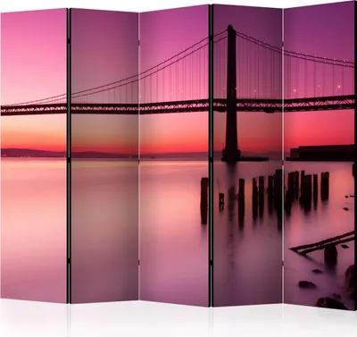Produktbild von 5-teiliger Einseitiger Vlies Paravent - Purple Evening II 225x172 cm Städte d-B-0267-z-c