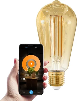 Produktbild von hoftronic LED-Glühfadenlampe E27 7W 806lm ST64 1800-3000K dimmbar bernsteinfarbenes Glas