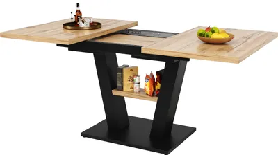 Produktbild von MODFU Esstisch Teleskoptisch (118-157×70×75cm), Küchentish Beistelltisch Esszimmertisch Ausziehtisch,für Küche und Wohnzimmer Holzfarbe