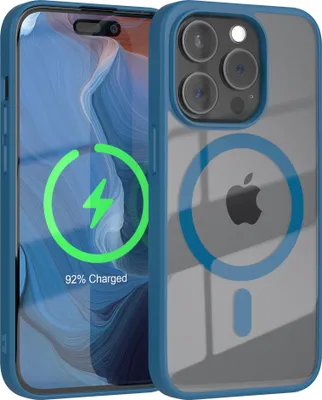 Produktbild von EAZY CASE Clear MagSafe Case für Apple iPhone 15 Pro, Qi-Charging, Silikon mit Kameraschutz, Bumper Case in Blau