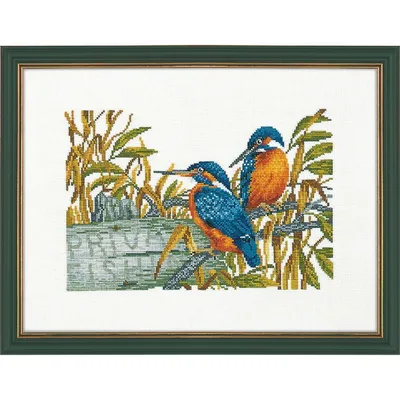 Produktbild von Eva Rosenstand Kreuzstich Set "Eisvögel", Zählmuster, 30x40cm