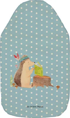 Produktbild von Mr. & Mrs. Panda Wärmekissen Igel Federschmuck - Blau Pastell - Geschenk, Abenteuer, Wärmflasche, Indianer, Camping, naturkautschuk, Bettflasche, Lagerfeuer, Tiere