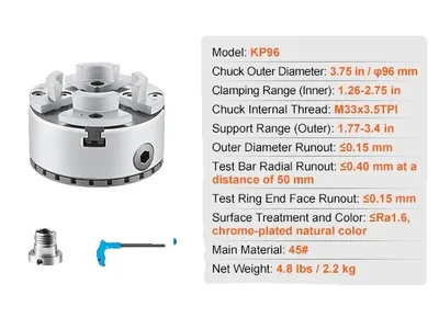 Zdjęcie produktu dla Metalowy uchwyt tokarski, narzędzie samocentrujące, obróbka precyzyjna, 3,75 cala