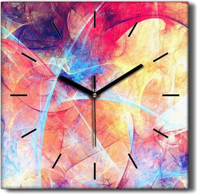 Produktbild von Coloray Hodiny Unikátní 30x30 cm  Tiché hodiny Pro obývací pokoj a kuchyň Nástěnné hodiny Plátno Černé ručičky hodin - Shrnutí barevného kouře