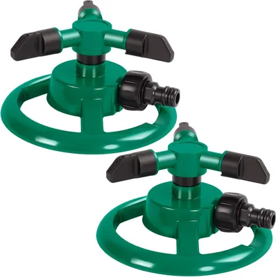 Imagen del producto de Aspersor de césped, 2 salidas de 360 grados, color verde, para un riego uniforme
