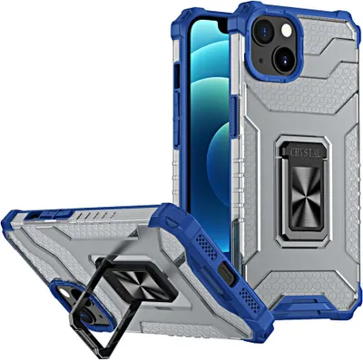 Produktbild von Robuste Kristallhülle mit Magnetringhalter für iPhone 12 Mini - Blau