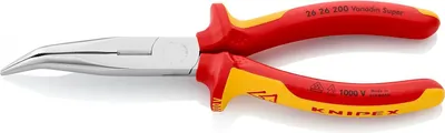 Produktbild von Knipex Flachrundzange DIN ISO 5745 Länge 200mm mit Schneide gebogen VDE Chrom 2K-Hüllen - 26 26 200 SB