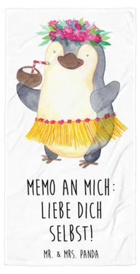 Produktbild von Mr. & Mrs. Panda Strandlaken Pinguin Kokosnuss - Weiß - Geschenk, Frottee-Handtuch, Handtuch, Hawaii, Badehandtuch, Strandtuch, Großes, Aloha, Urlaub