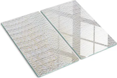 Produktbild von Tulup Glas-Herdabdeckplatte - 2x30x52cm - Glaskeramikkochfeld-Abdeckung Spritzschutz Zweiteilig Krokodilleder