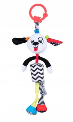 Immagine prodotto di Gioco da appendere per carrozzina con campanello Bali Bazoo - Pedro il cane, bianco/nero
