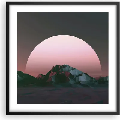 Produktbild von Gerahmtes Poster - Schwarzer Rahmen - Landschaft Berge Sonne - 50x50 cm - Wand Bild - Wanddeko - Wandbilder - Kunstposter - Wandposter - Bilderrahmen - Bilder - Kunstdruck - Wandbild - P2BAC50x50-4320