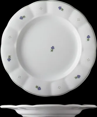 Produktbild von Flacher Teller, tschechisches Porzellan, Blumen, 28 cm, G. Benedikt