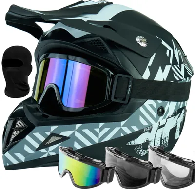 Produktbild von HORN H915 Crosshelm Schwarz/grau M (57 - 58cm) +CROSSBRILLE+STURMHAUBE ATV Racing Enduro Intercom-fähig