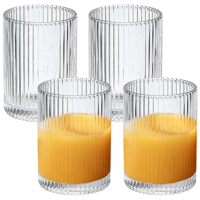 4er-Set geriffelte Kristallgläser 250 ml, spülmaschinenfest