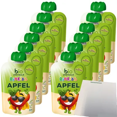 Produktbild von biozentrale BioKids Fruchtmus Apfel VPE (12x90g Packung) + usy Block