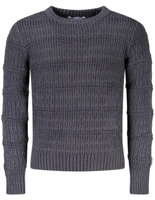 Image de Pull bleu pour enfant, à col rond, avec des détails du logo