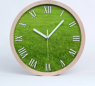 Produktbild von Holzuhr 20fi cm wanduhr - weiße Spitzen - grünes Gras