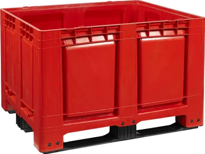 Produktbild von Palettenbox 1200x1000 mm versch. Farben - 3 Kufen - geschlossen : rot Farbe: rot